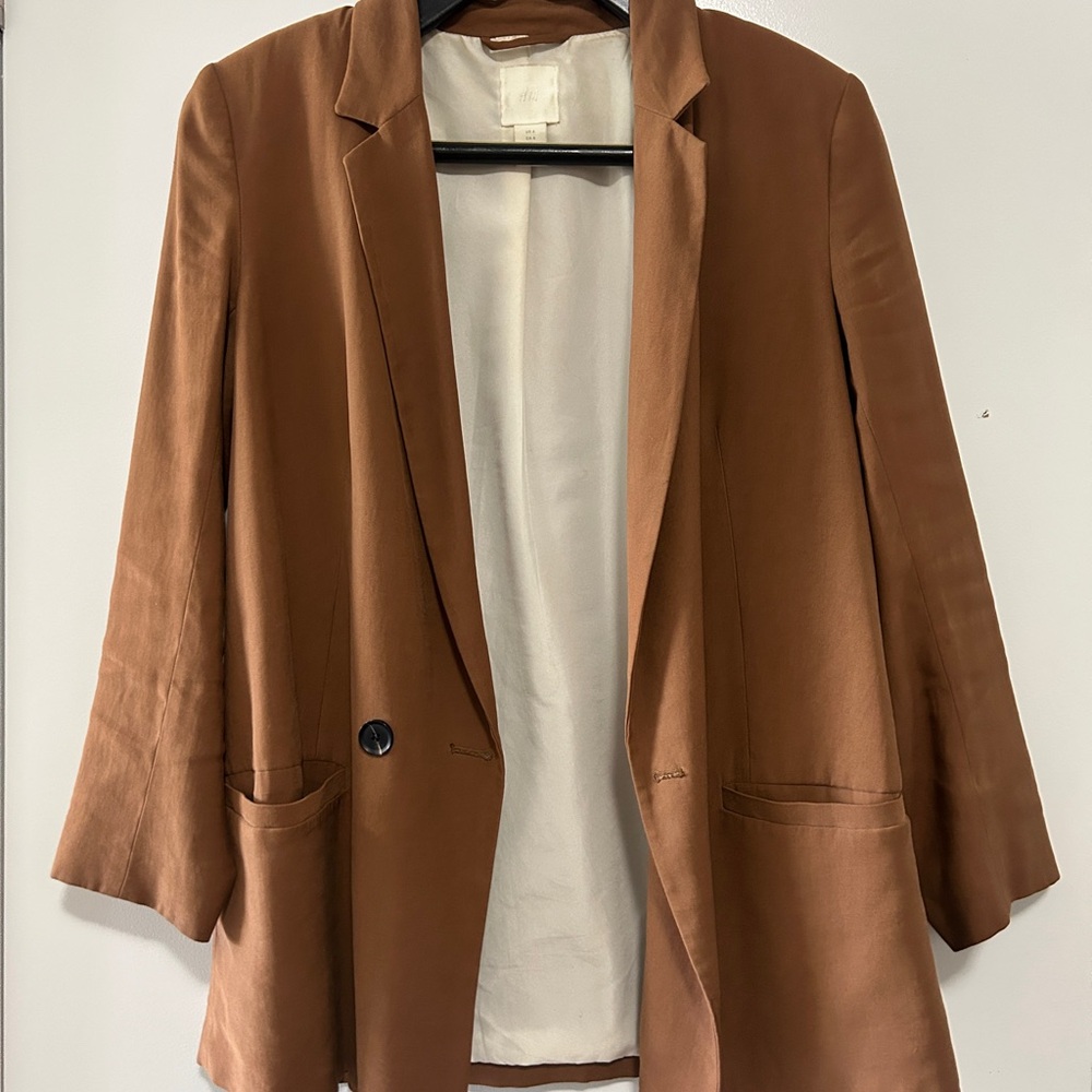 H&M Caramel Brown Blazer with Relaxed Fit (Medium)